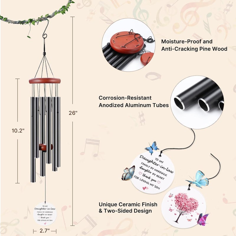 BeauGift Daughter in Law Gifts from Mother in Law, Wind Chimes Daughter in Law Birthday Valentine's Day Gifts, Wedding Mothers Day Windchime Gift, Home Decor Keepsake for Future Daughter- in-Law - Image 2